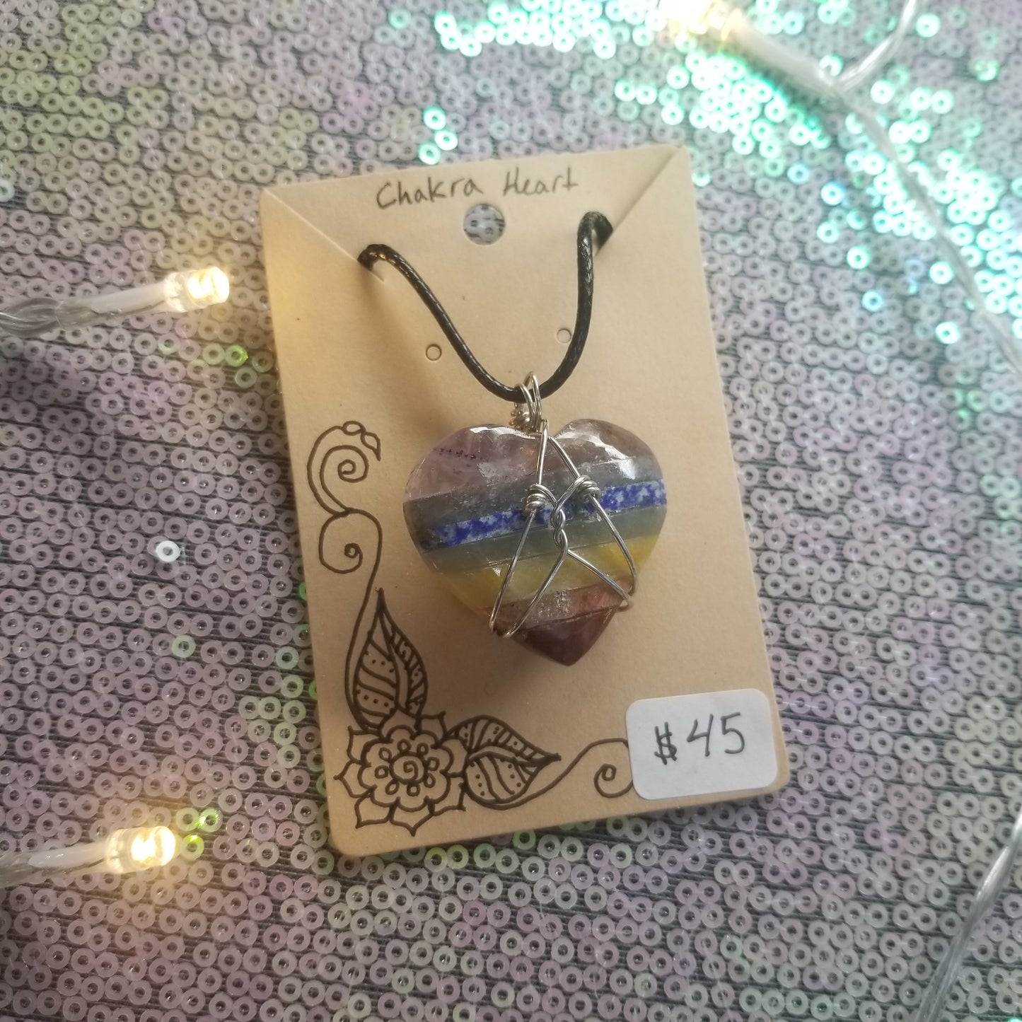 Chakra Heart Shaped Handwrapped Necklace