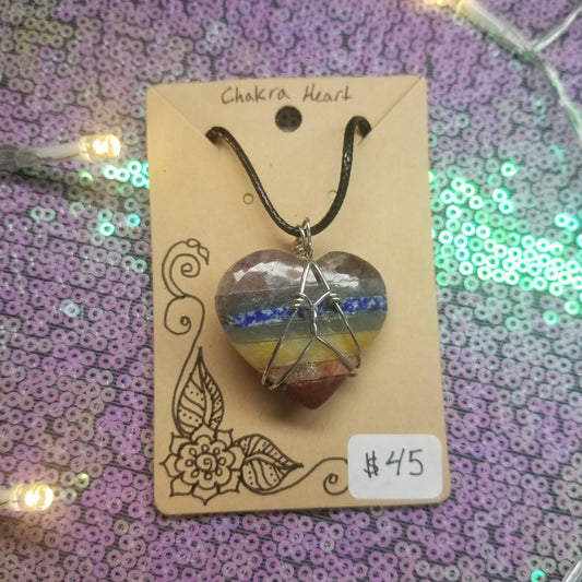 Chakra Heart Shaped Handwrapped Necklace
