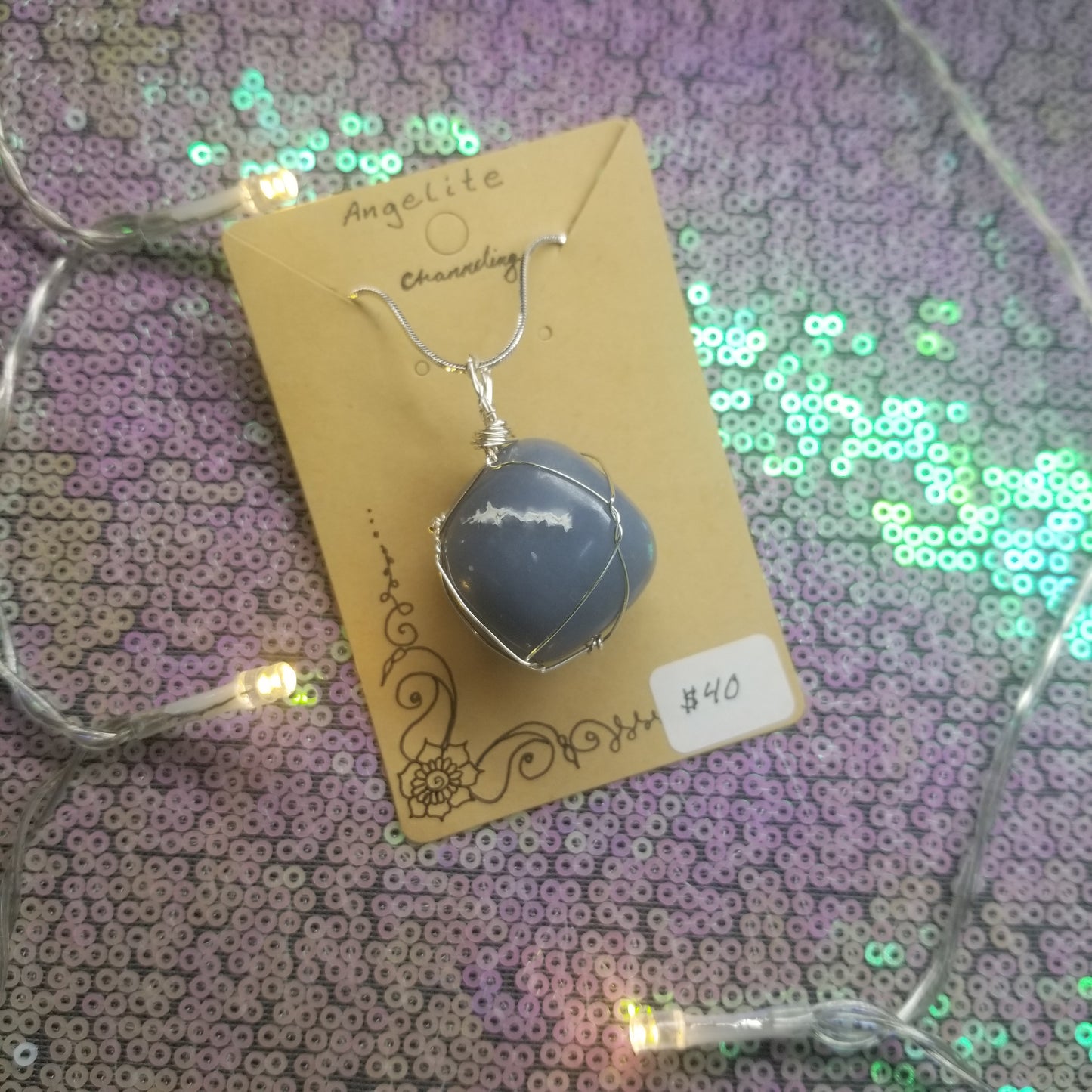 Angelite Handwrapped Necklace