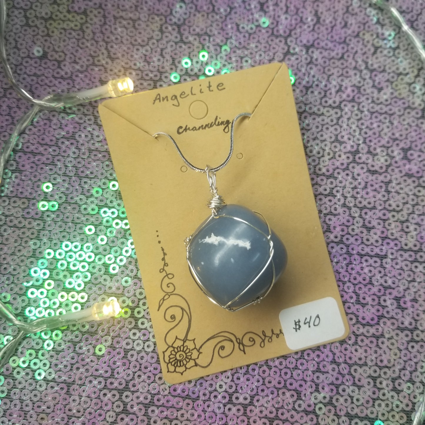 Angelite Handwrapped Necklace