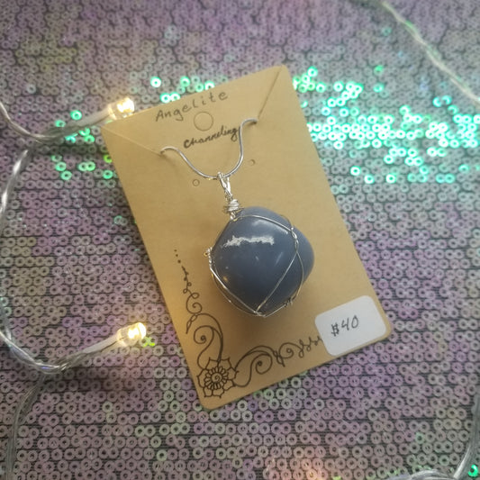 Angelite Handwrapped Necklace