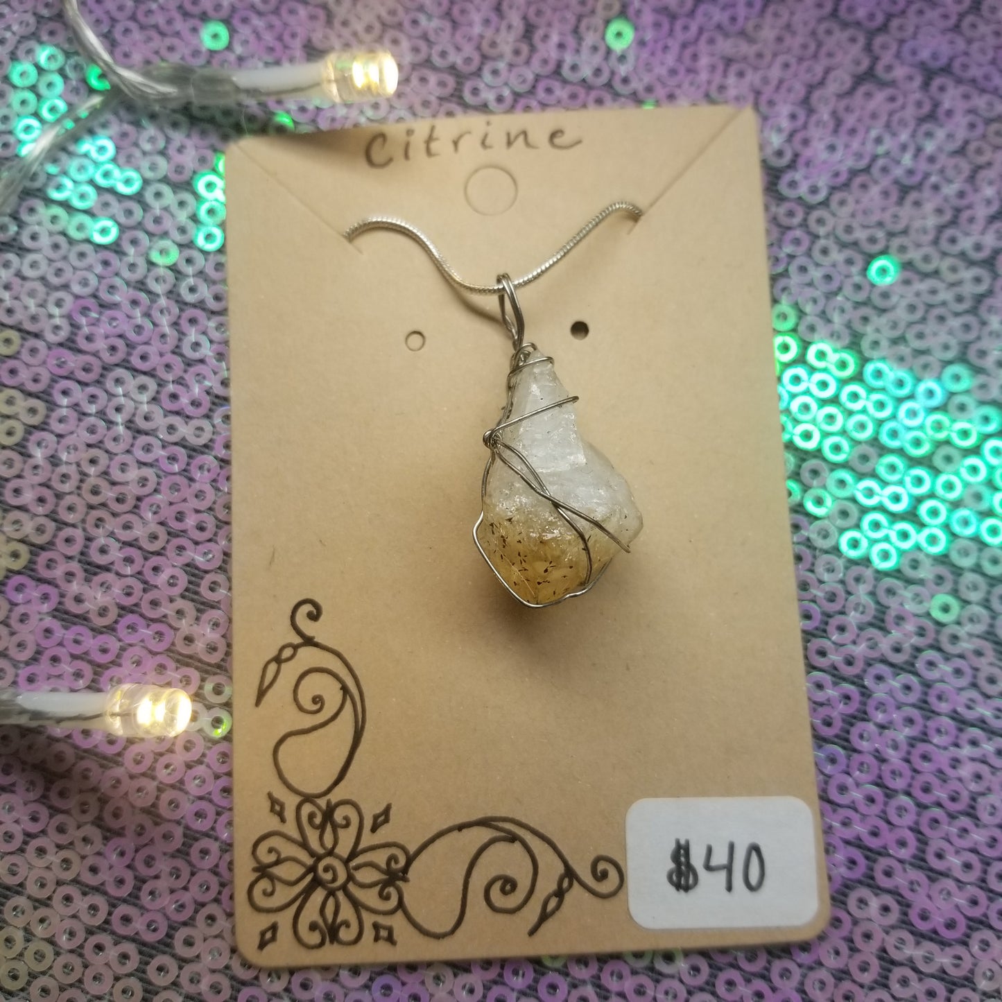Citrine Handwrapped Necklace