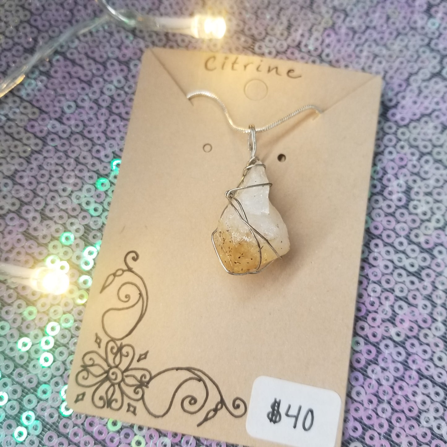 Citrine Handwrapped Necklace