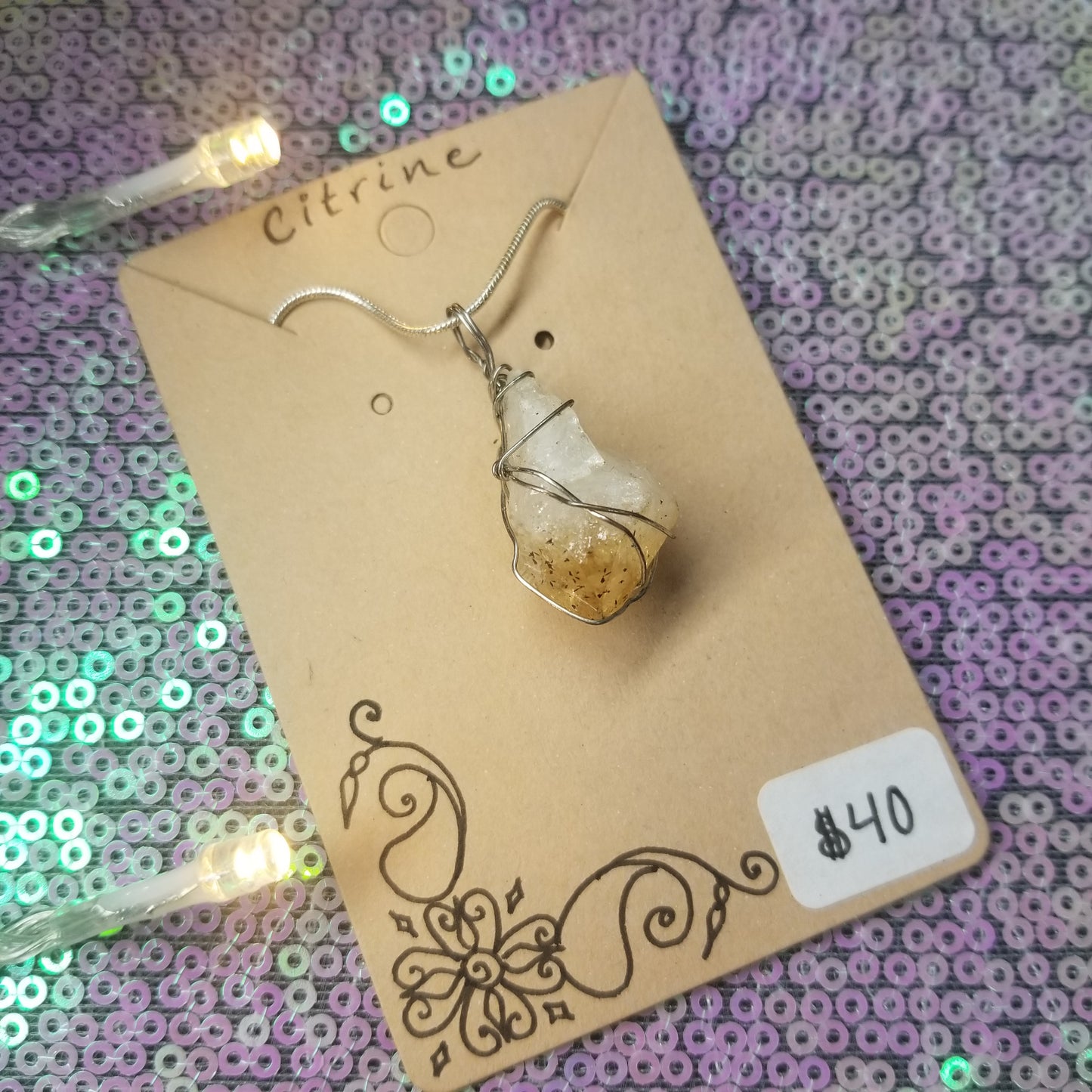 Citrine Handwrapped Necklace