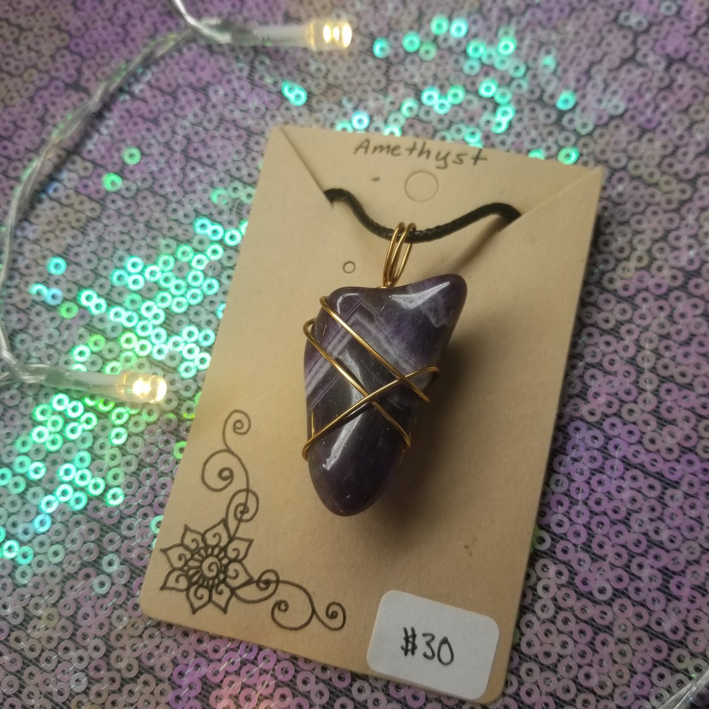 Chevron Amethyst Handwrapped Necklace