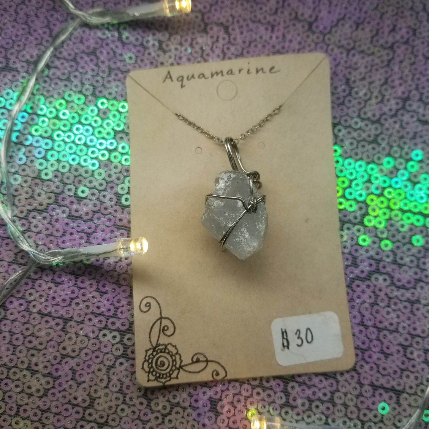 Aquamarine Handwrapped Necklace
