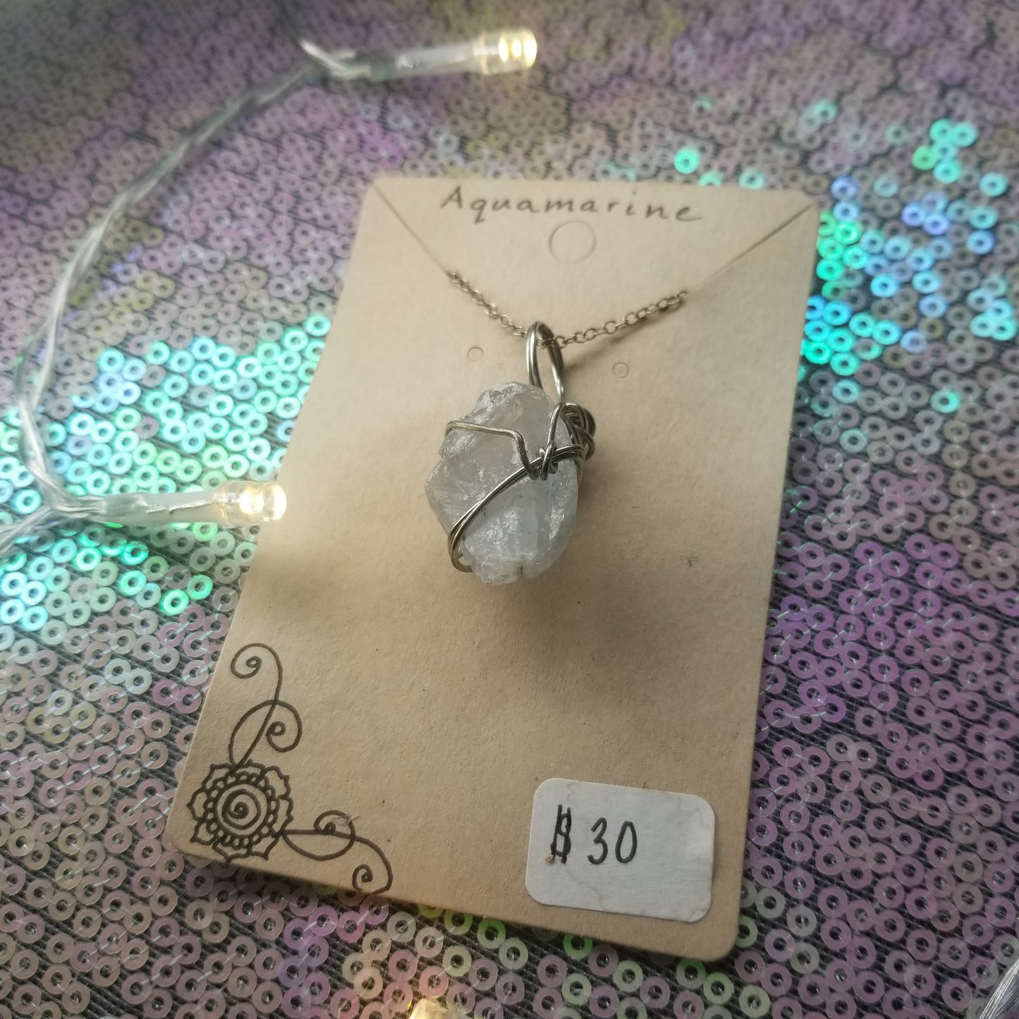 Aquamarine Handwrapped Necklace