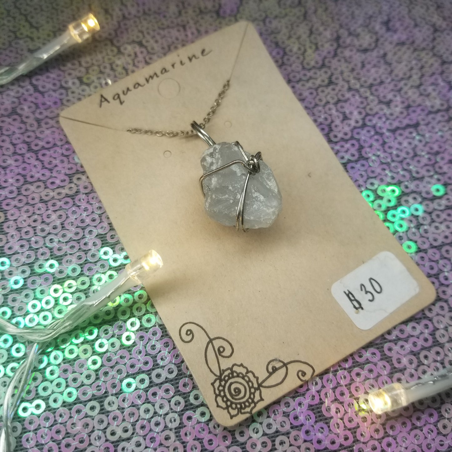 Aquamarine Handwrapped Necklace