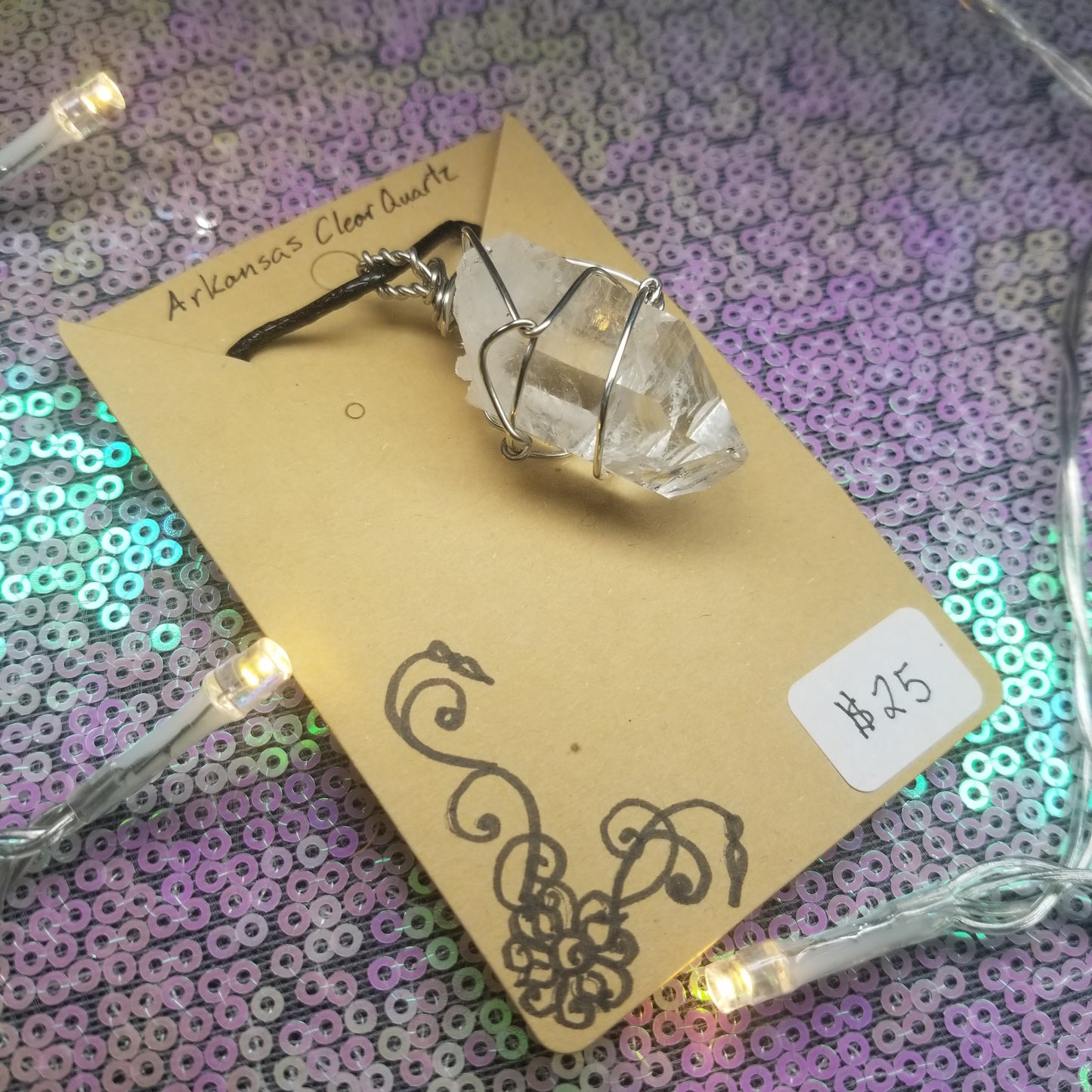 Arkansas Clear Quartz Handwrapped Necklace