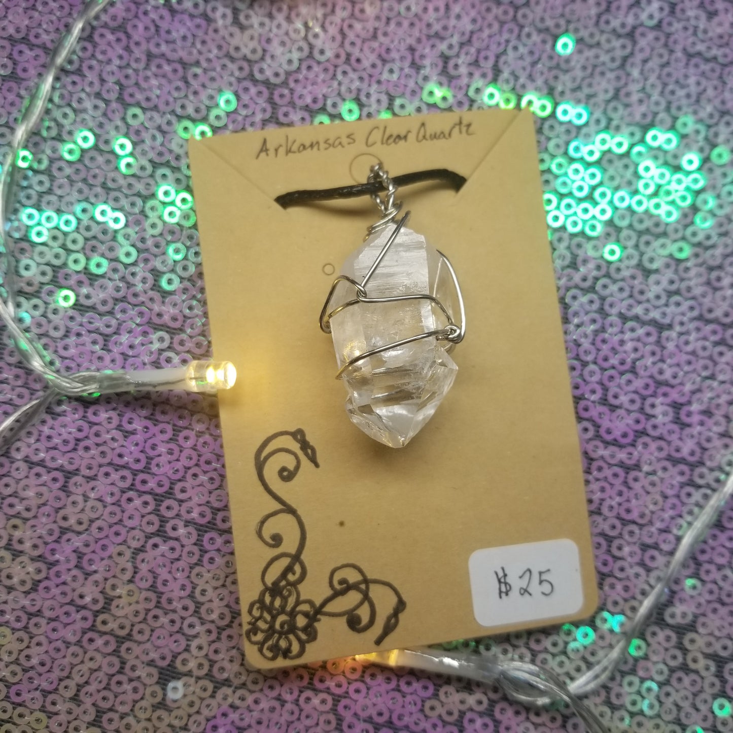 Arkansas Clear Quartz Handwrapped Necklace