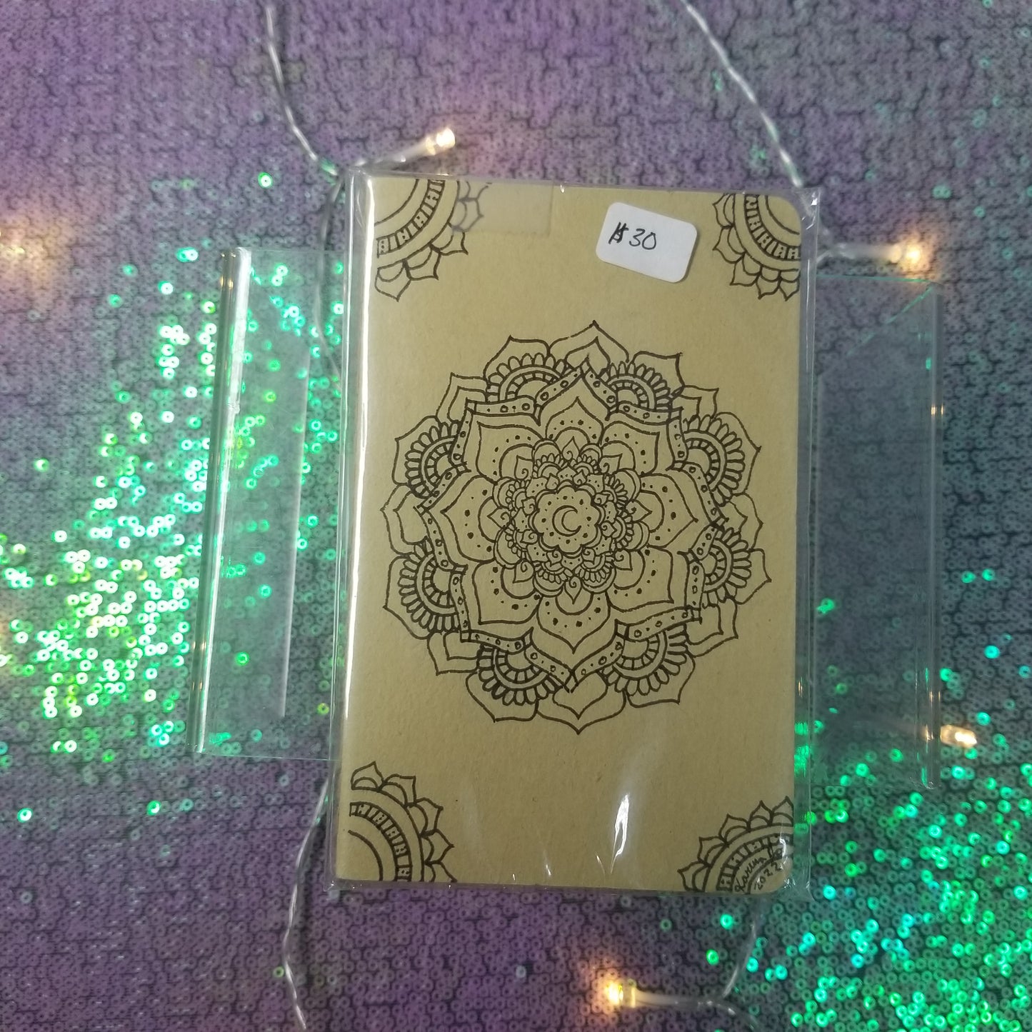 Small Handdrawn Crescent Mandala Moleskine Journal / Notebook