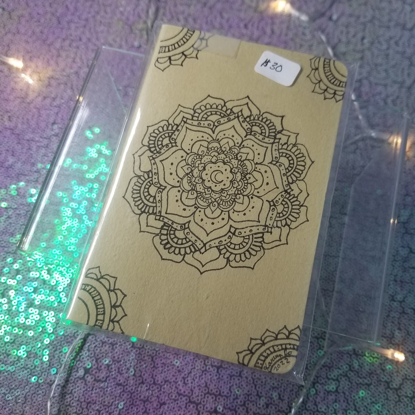 Small Handdrawn Crescent Mandala Moleskine Journal / Notebook