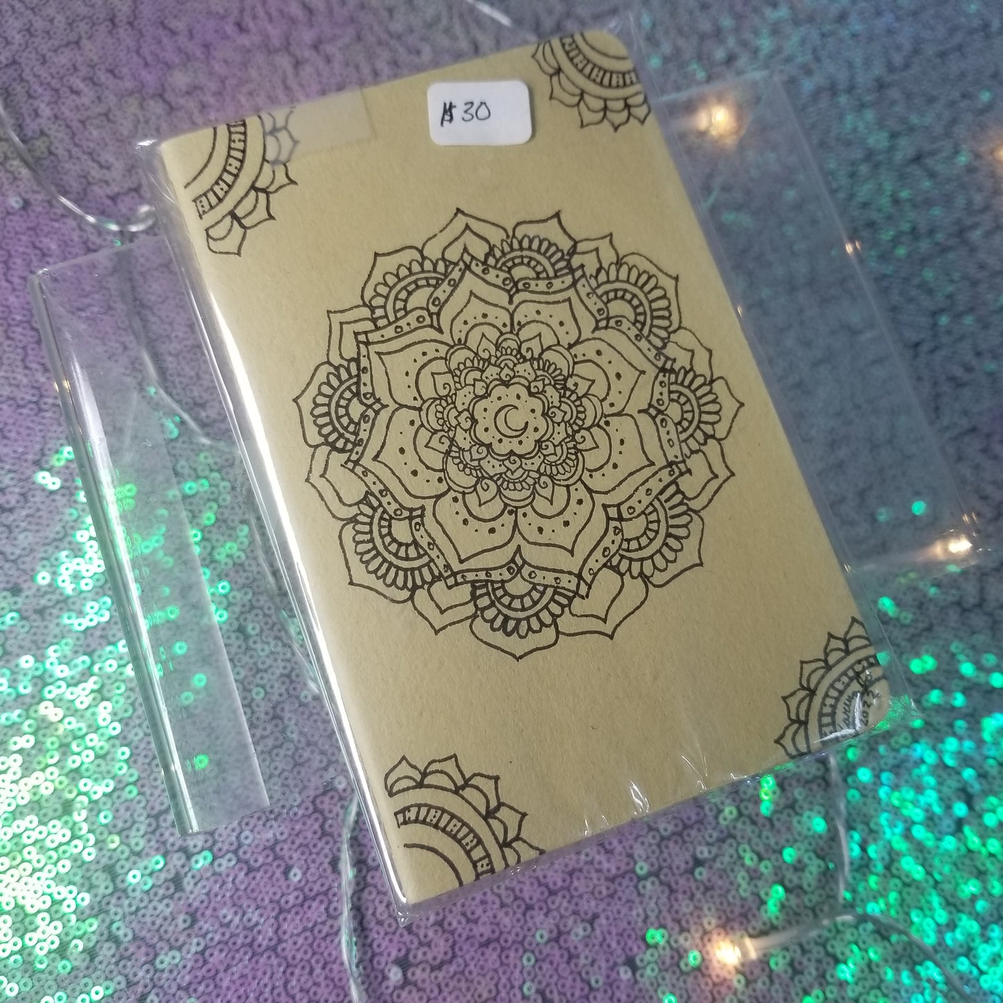 Small Handdrawn Crescent Mandala Moleskine Journal / Notebook