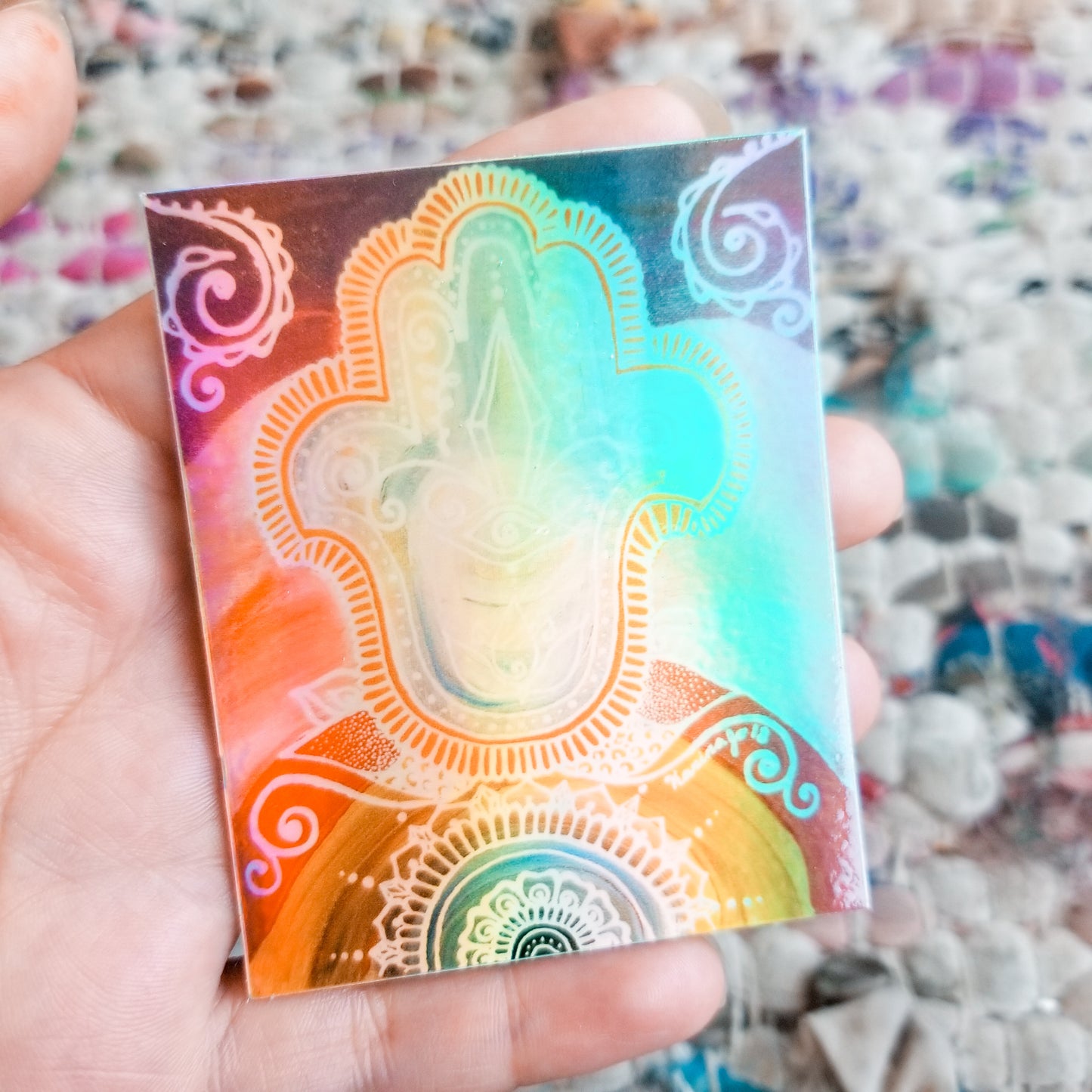 Psychedelic Hamsa Waterproof Art Sticker