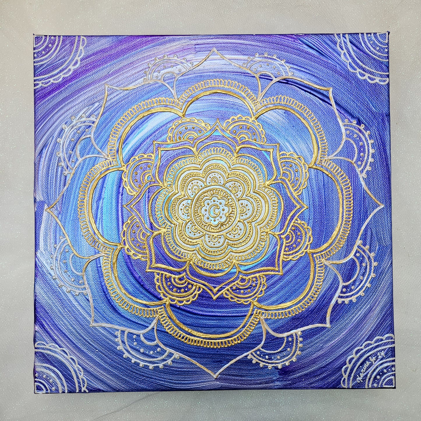 "Intuitive Gold" 12x12" Acrylic Painting