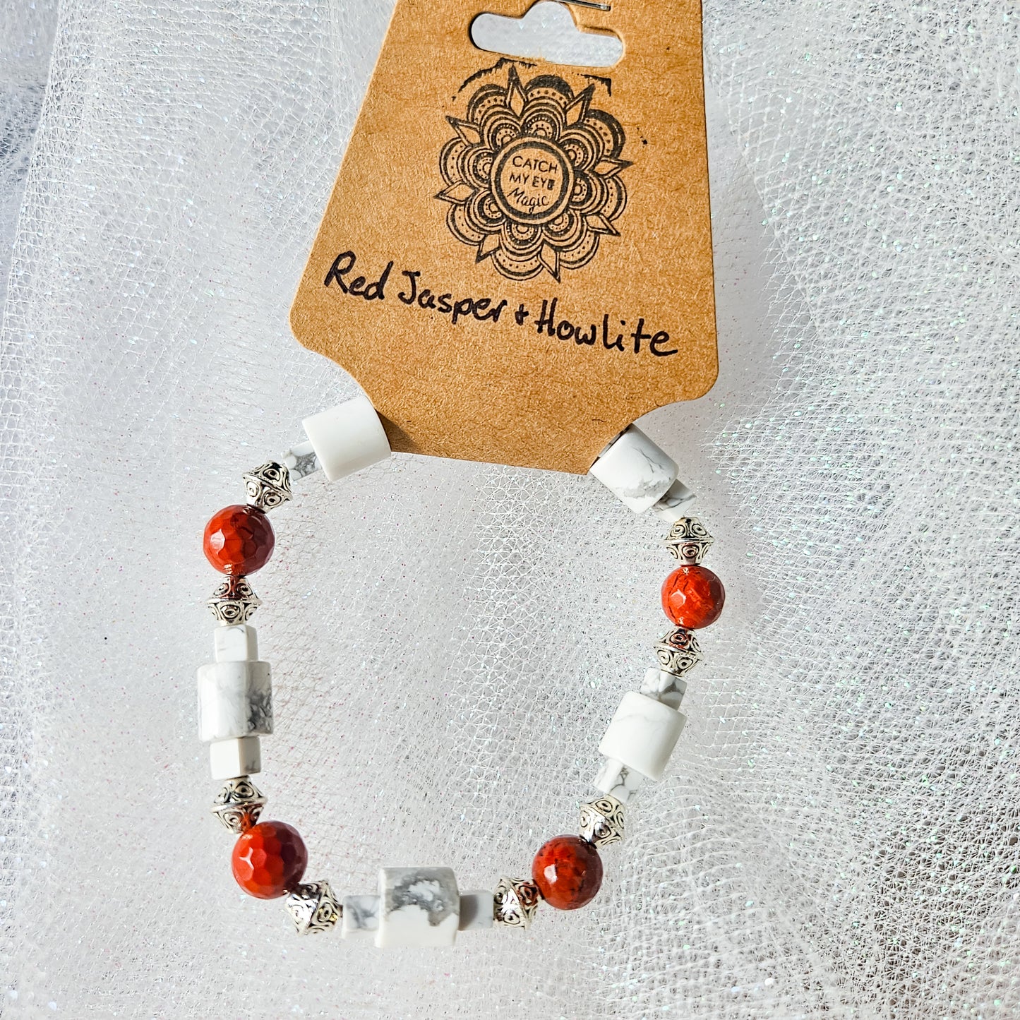 Red Jasper & Howlite Crystal Bracelet