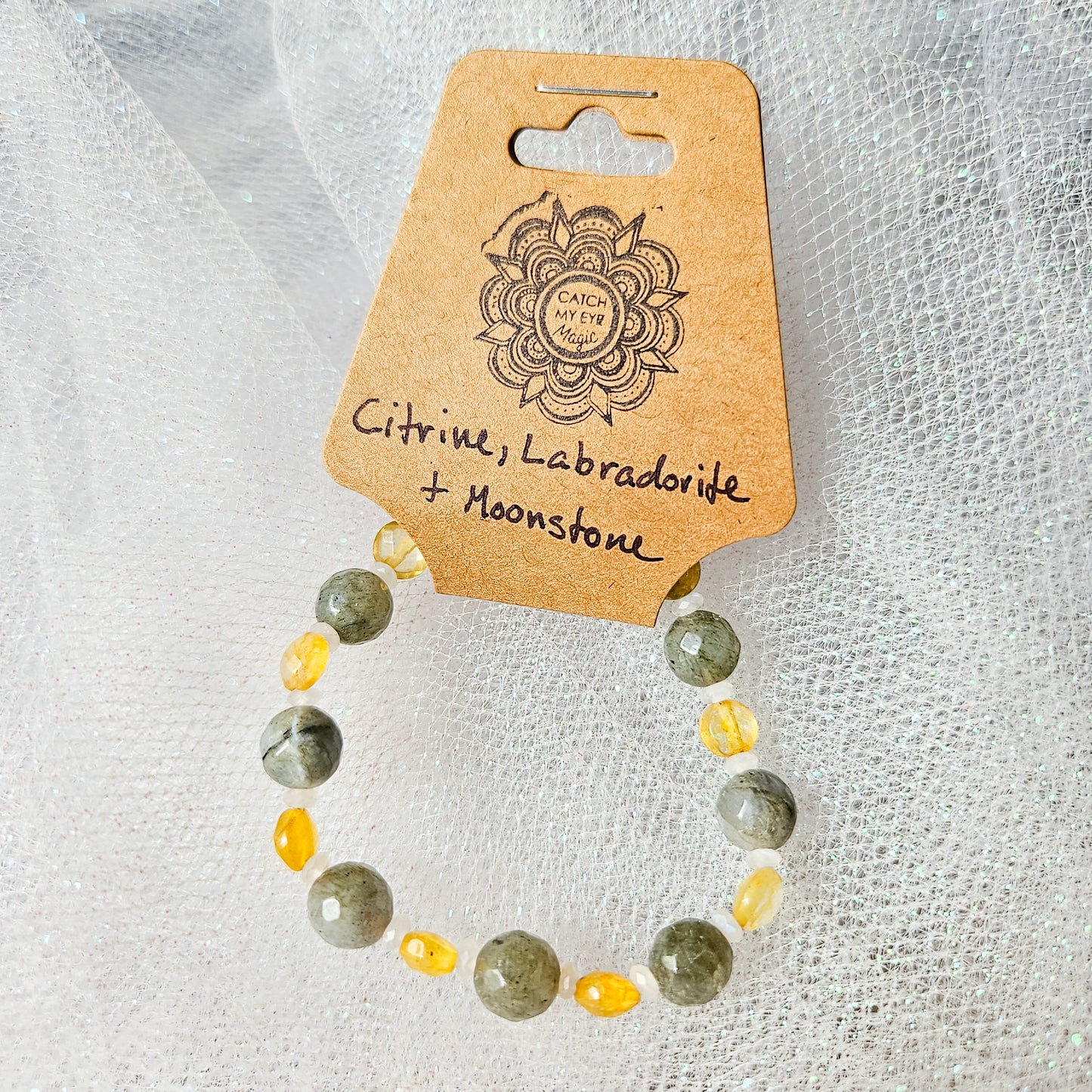Citrine, Labradorite & Moonstone Crystal Bracelet