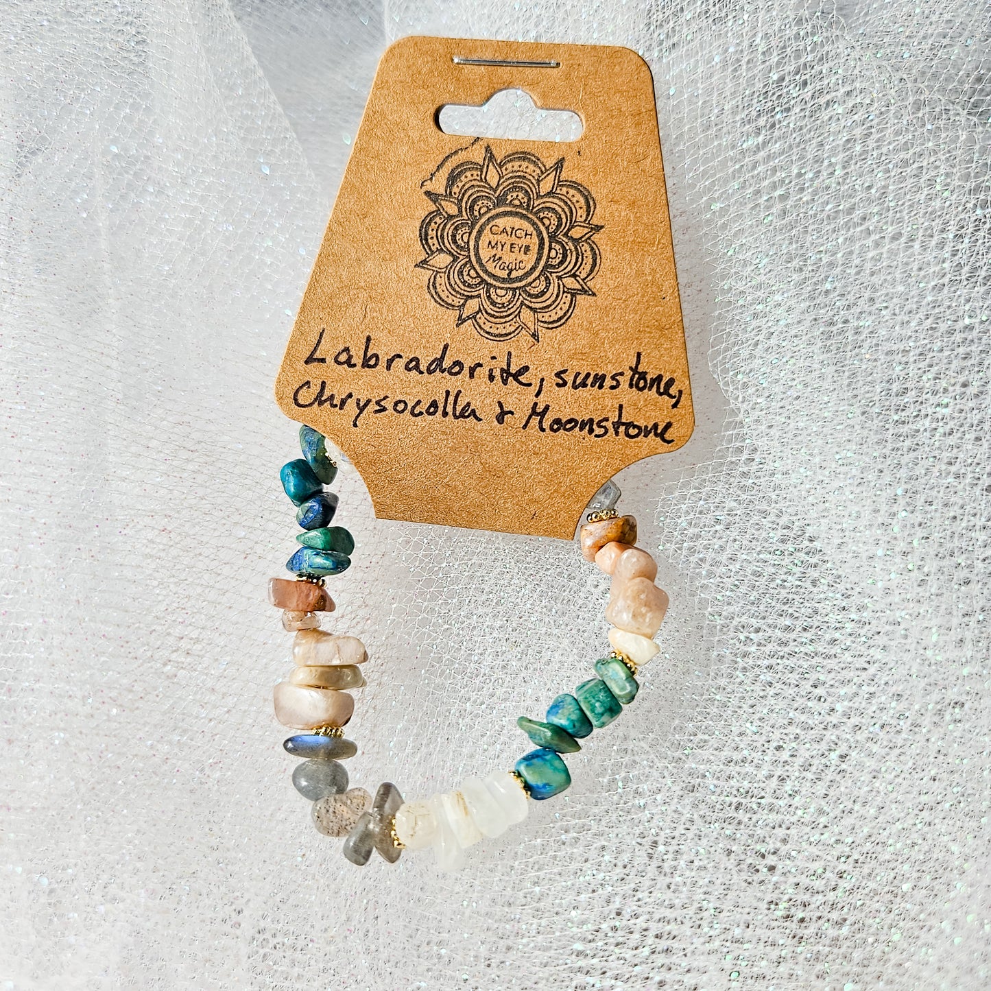 Labradorite, Sunstone, Chrysocolla & Moonstone Crystal Bracelet