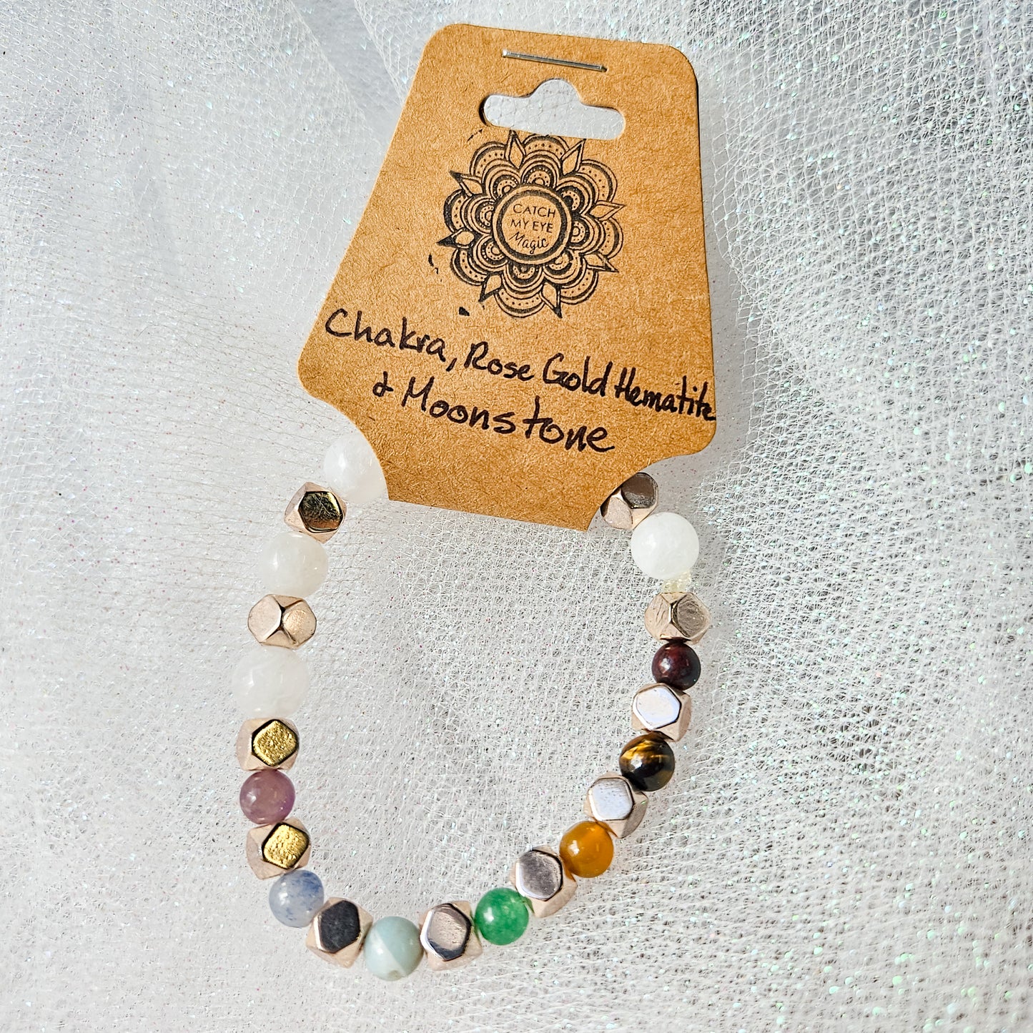 Chakra, Rose Gold Hematite & Moonstone Crystal Bracelet
