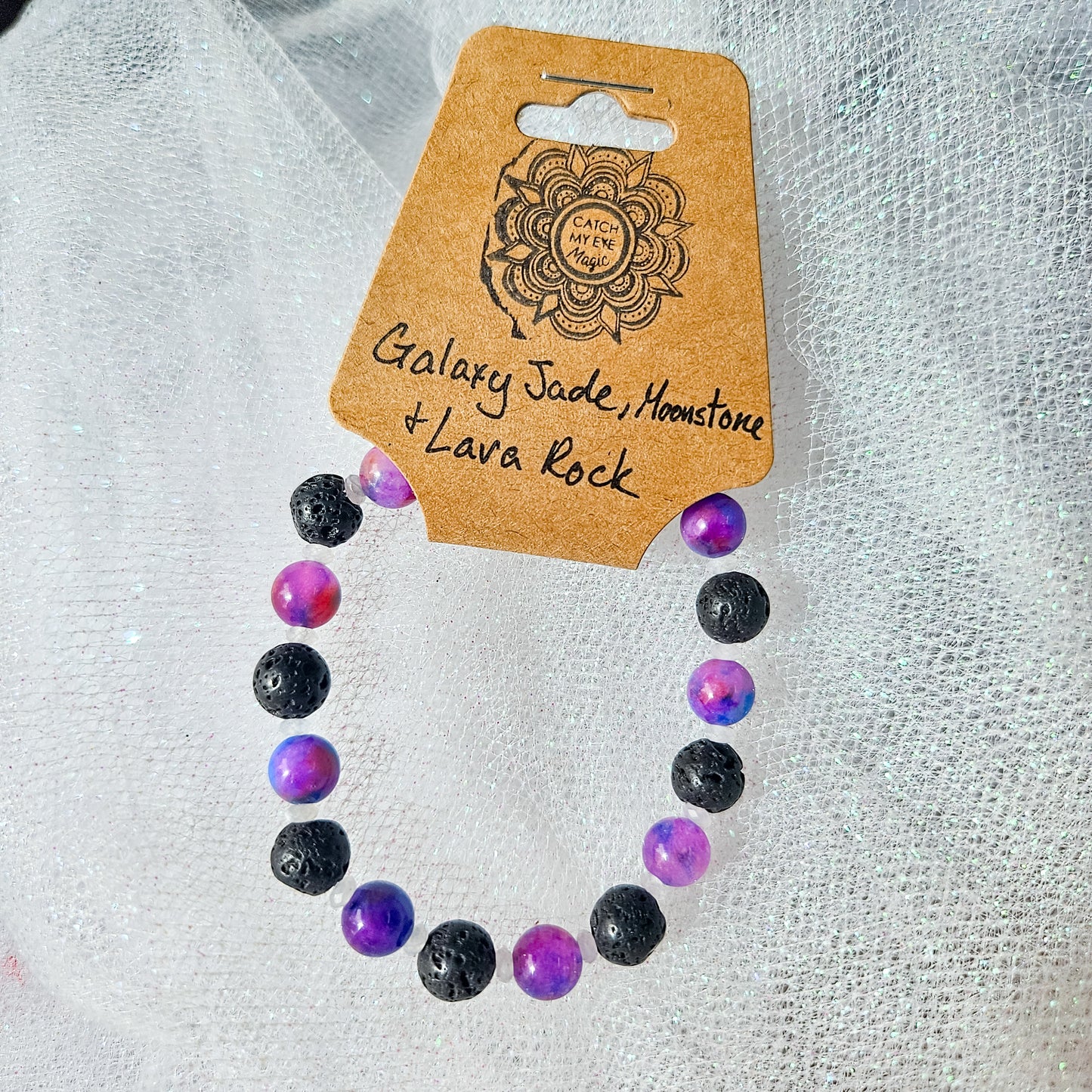 Galaxy Jade, Moonstone & Lava Rock Crystal Bracelet