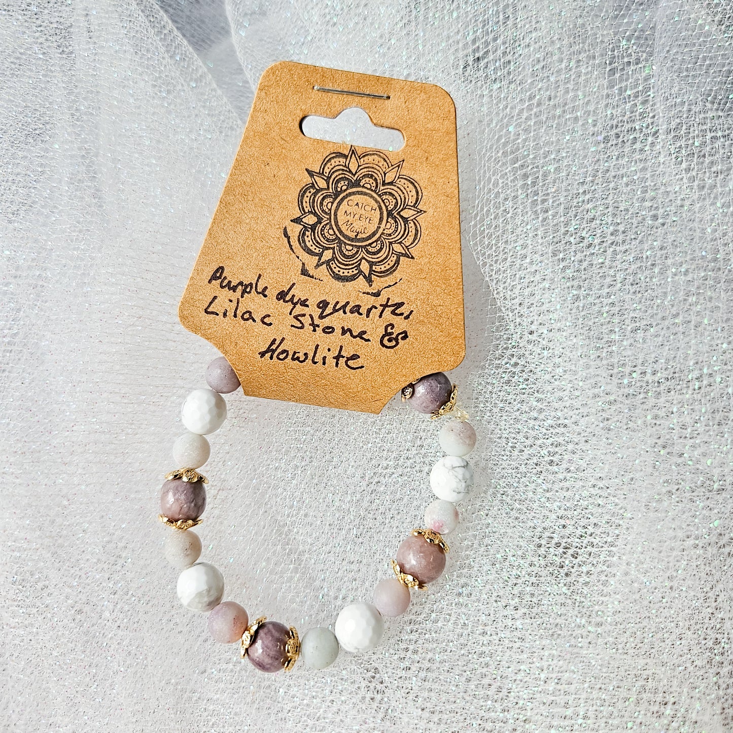 Purple Dye Quartz, Lilac Stone & Howlite Crystal Bracelet