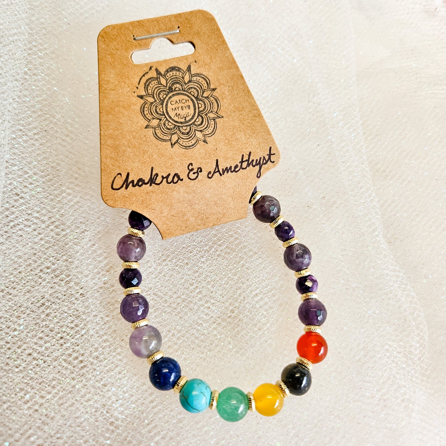 Chakra & Amethyst Crystal Bracelet