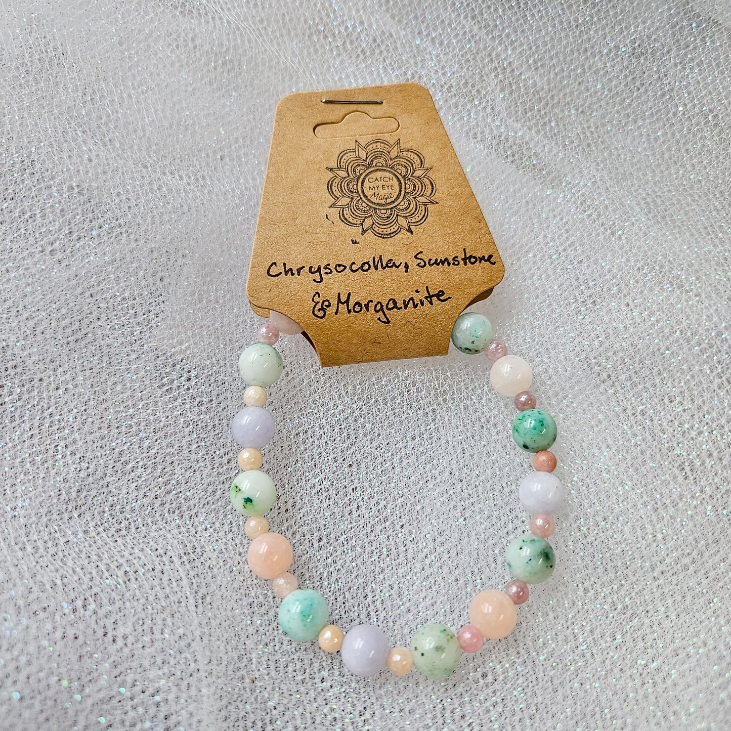 Chrysocolla, Sunstone & Morganite Crystal Bracelet