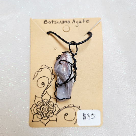 Botswana Agate Handwrapped Necklace
