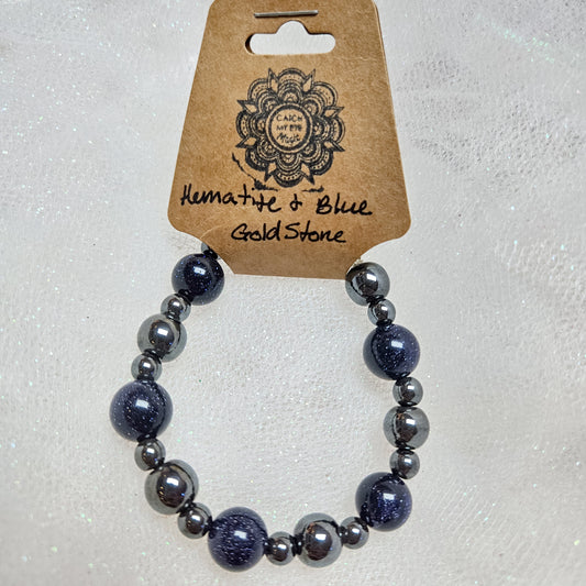 Hematite & Blue Goldstone Crystal Bracelet