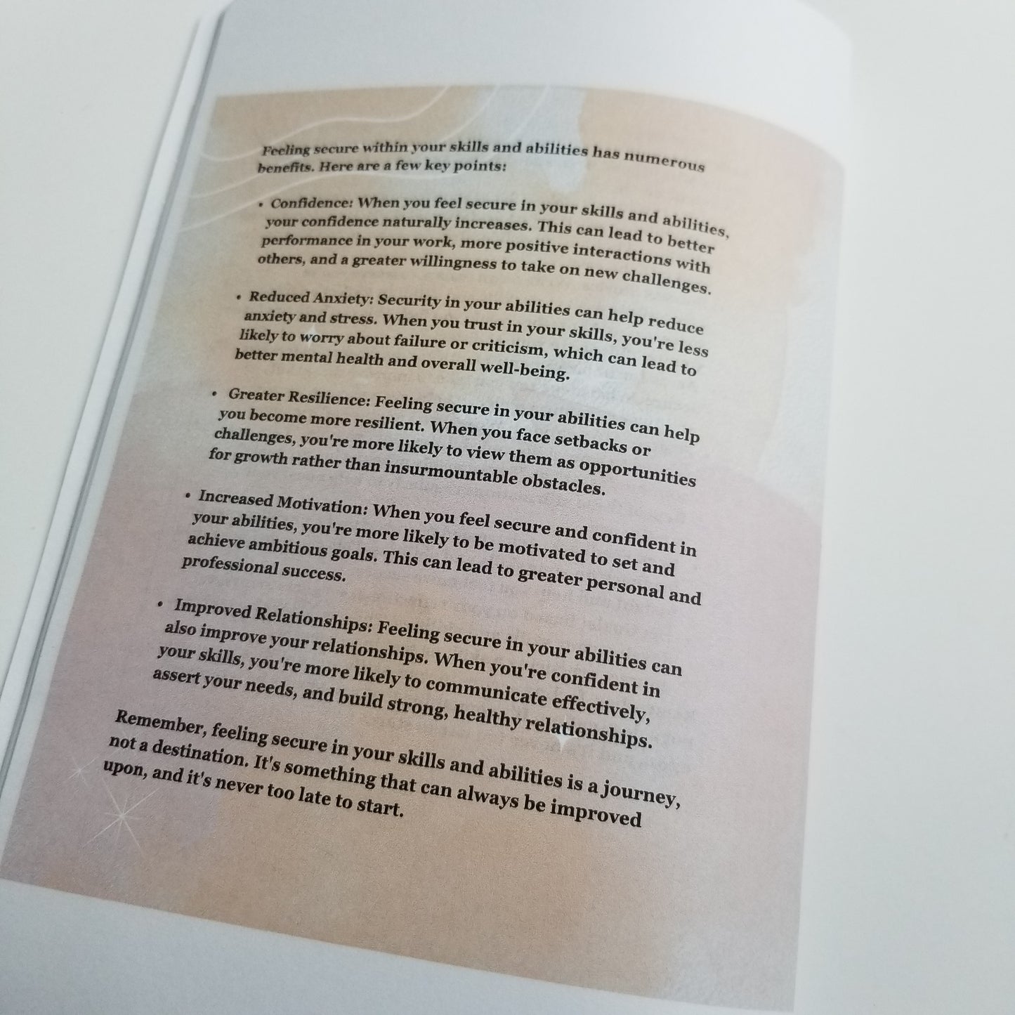 Feeling Secure Within your Skills and Abilities - A Journey to Success