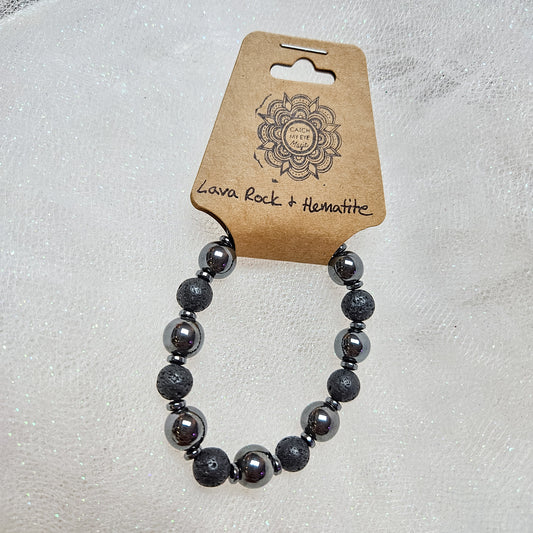 Lava Rock & Hematite Crystal Bracelet
