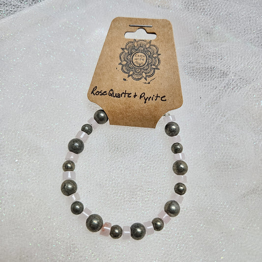 Rose Quartz & Pyrite Crystal Bracelet