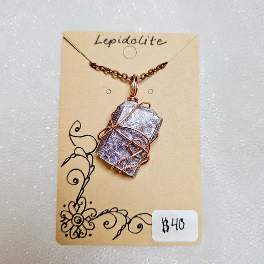 Lepidolite Handwrapped Necklace