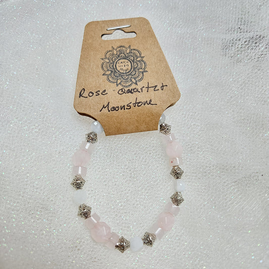 Rose Quartz & Moonstone Crystal Bracelet