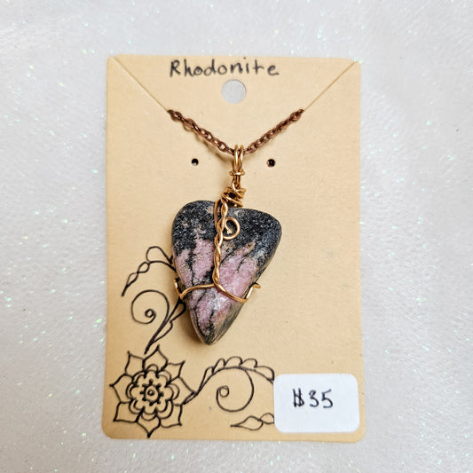 Rhodonite Handwrapped Necklace