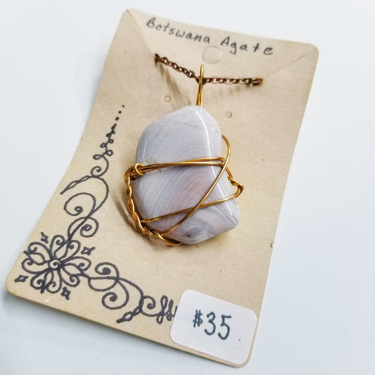 Botswana Agate Handwrapped Necklace
