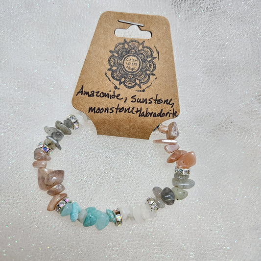 Amazonite, Sunstone, Moonstone & Labradorite Crystal Bracelet