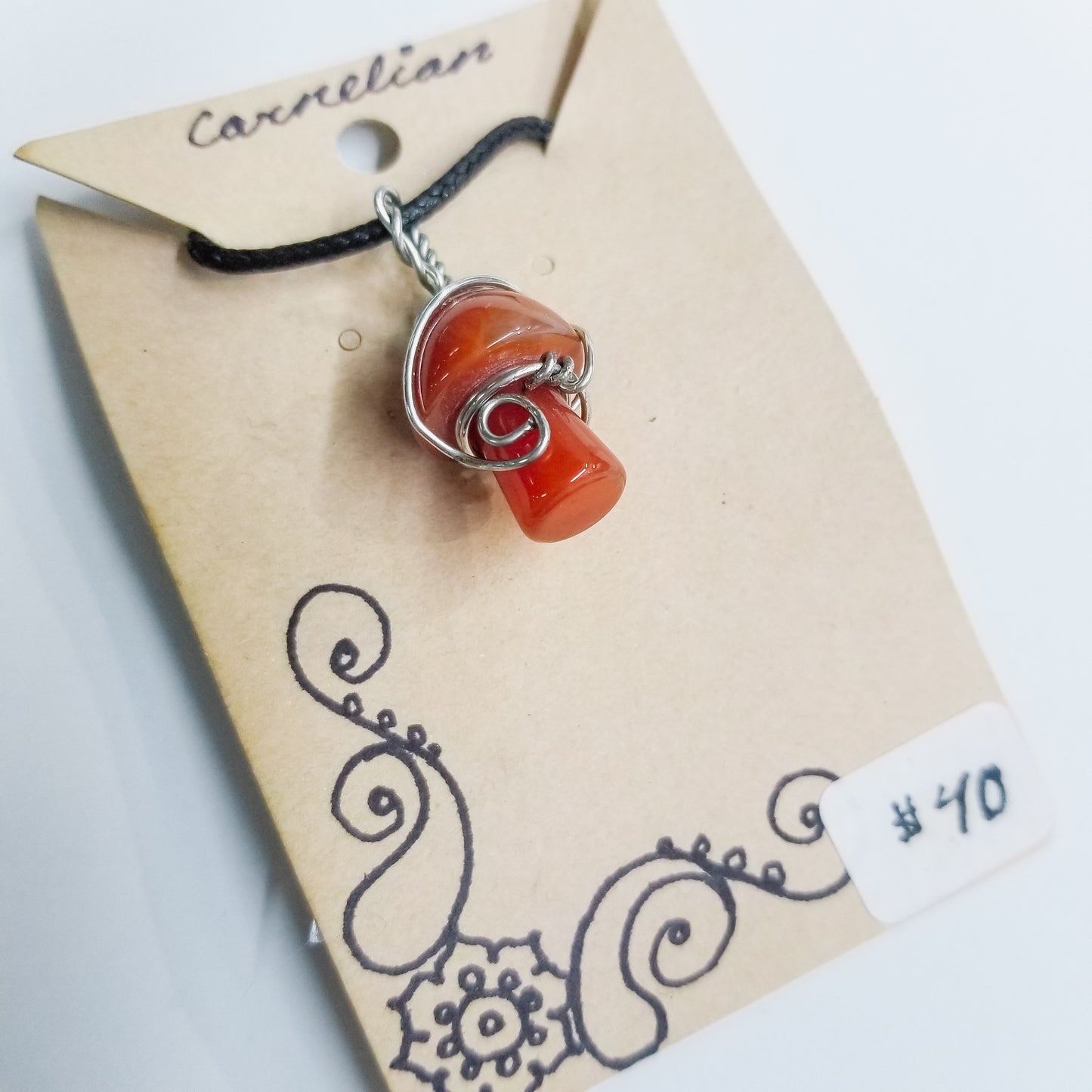 Carnelian Mushi Handwrapped Necklace