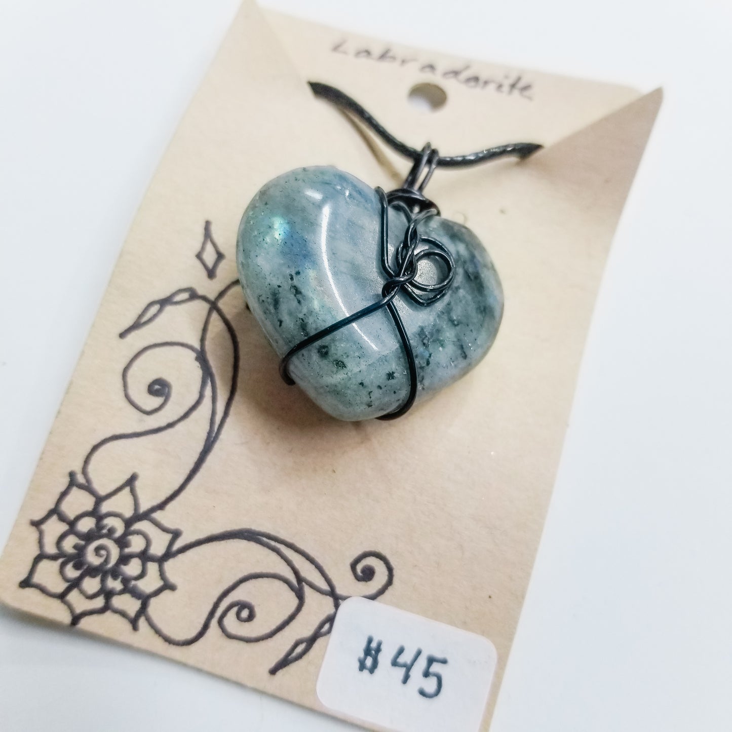 Labradorite Heart Handwrapped Necklace