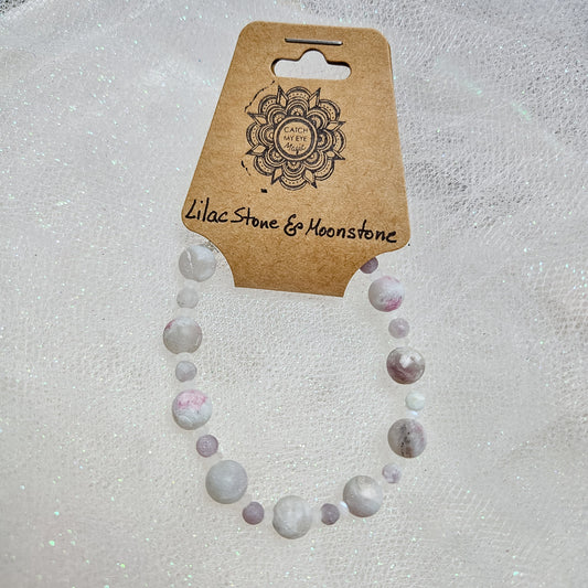 Lilac Stone & Moonstone Crystal Bracelet