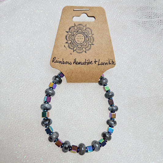 Rainbow Hematite & Larvikite Crystal Bracelet