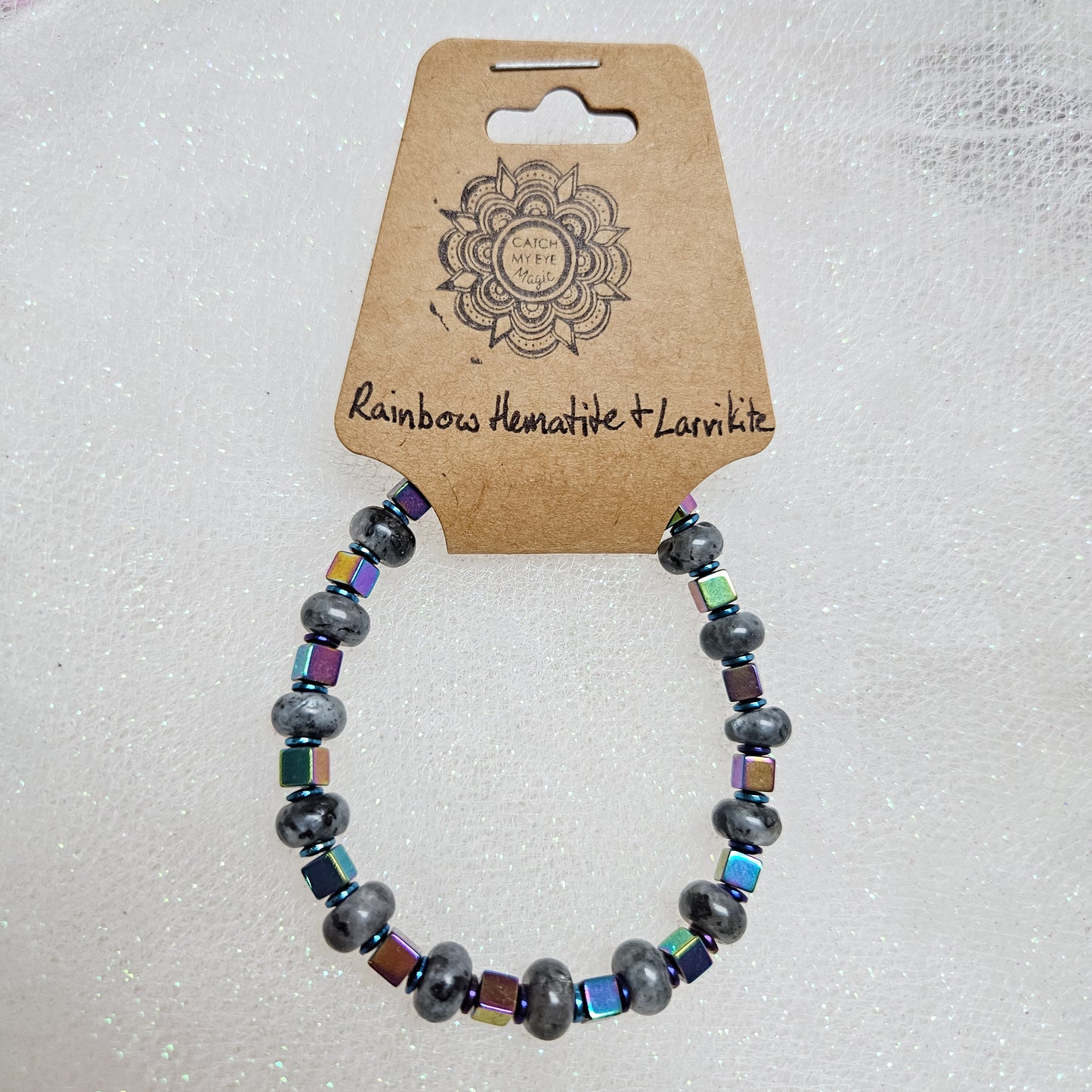 Rainbow Hematite & Larvikite Crystal Bracelet
