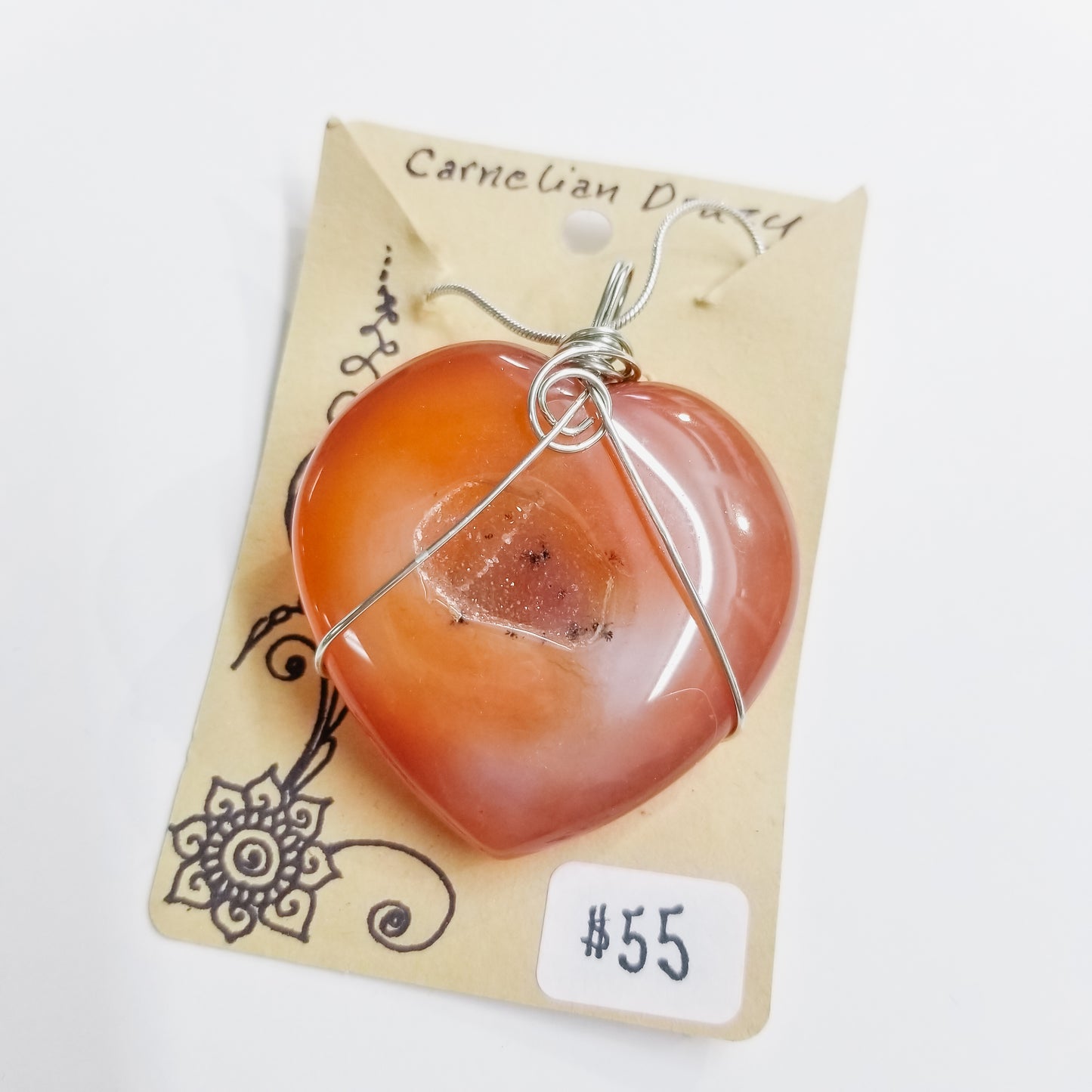 Carnelian Heart Handwrapped Necklace