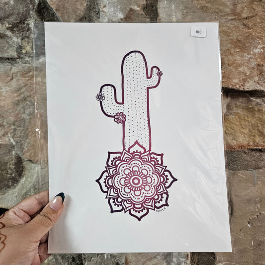 Cactus Mandala Desert Art Print | 8.5x11 Poster