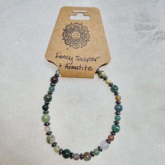 Fancy Jasper & Hematite Crystal Bracelet