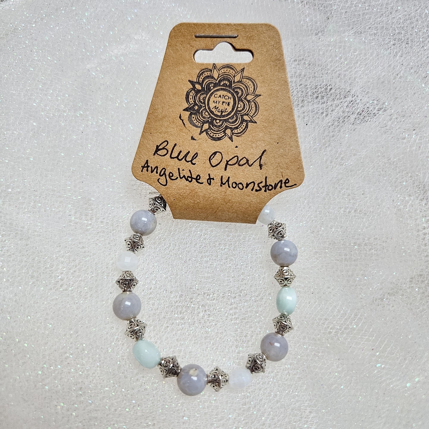 Blue Opal, Angelite & Moonstone Crystal Bracelet