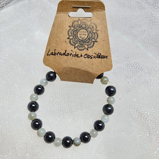 Labradorite & Obsidian Crystal Bracelet