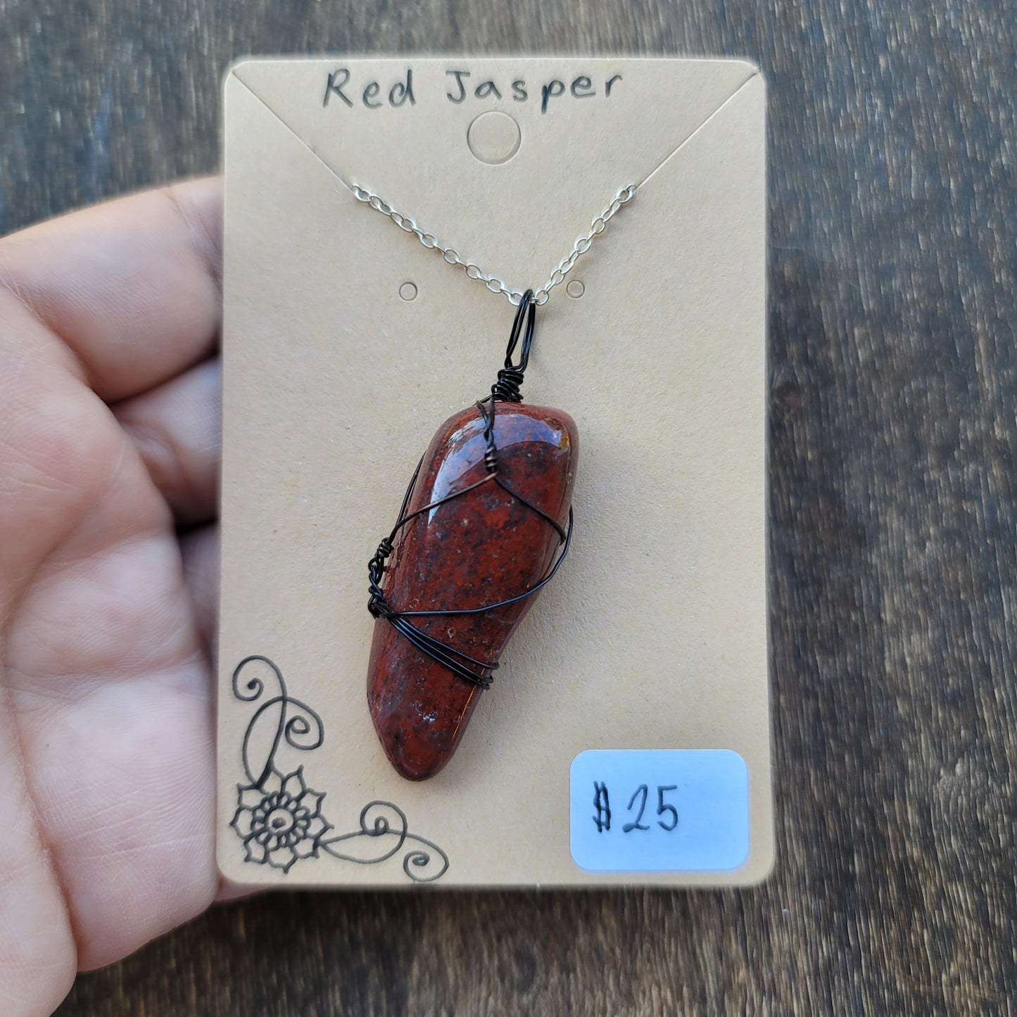 Red Jasper Crystal Necklace | Root Chakra| Grounding & Strength Intention | Hand Wrapped and Reiki Blessed Jewelry