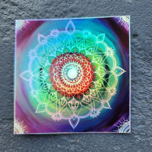 Frequency Portal Mandala 3” Sticker | Waterproofs Holographic Sticker | Mandala Print