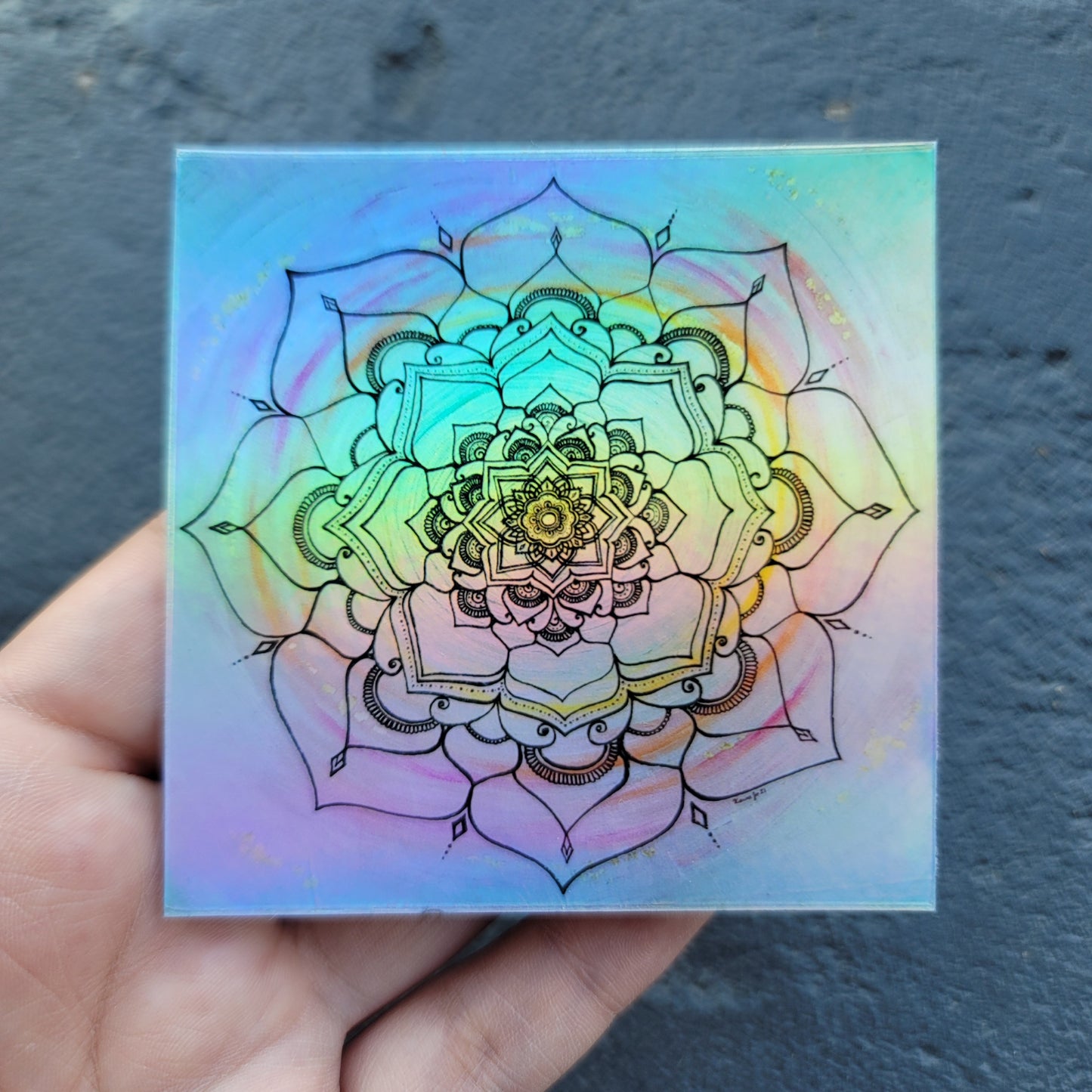 Iredescent 3” Sticker | Waterproofs Holographic Sticker | Mandala Print